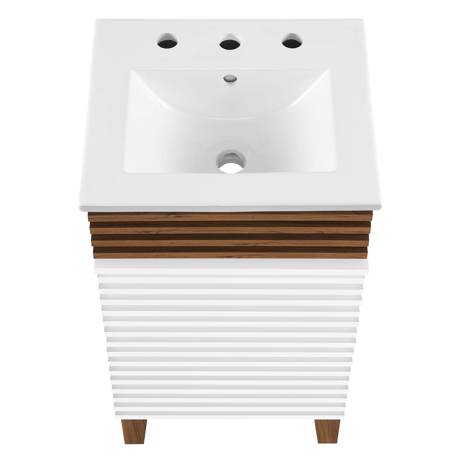 Modway Render 18″ Bathroom Vanity With Sink in White Walnut White