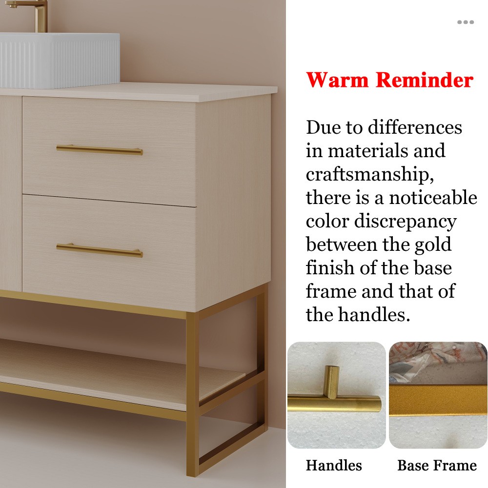 47.2″ Modern Bathroom Vanity w/Ceramic Vessel Sink Free Standing Storage Cabinet
