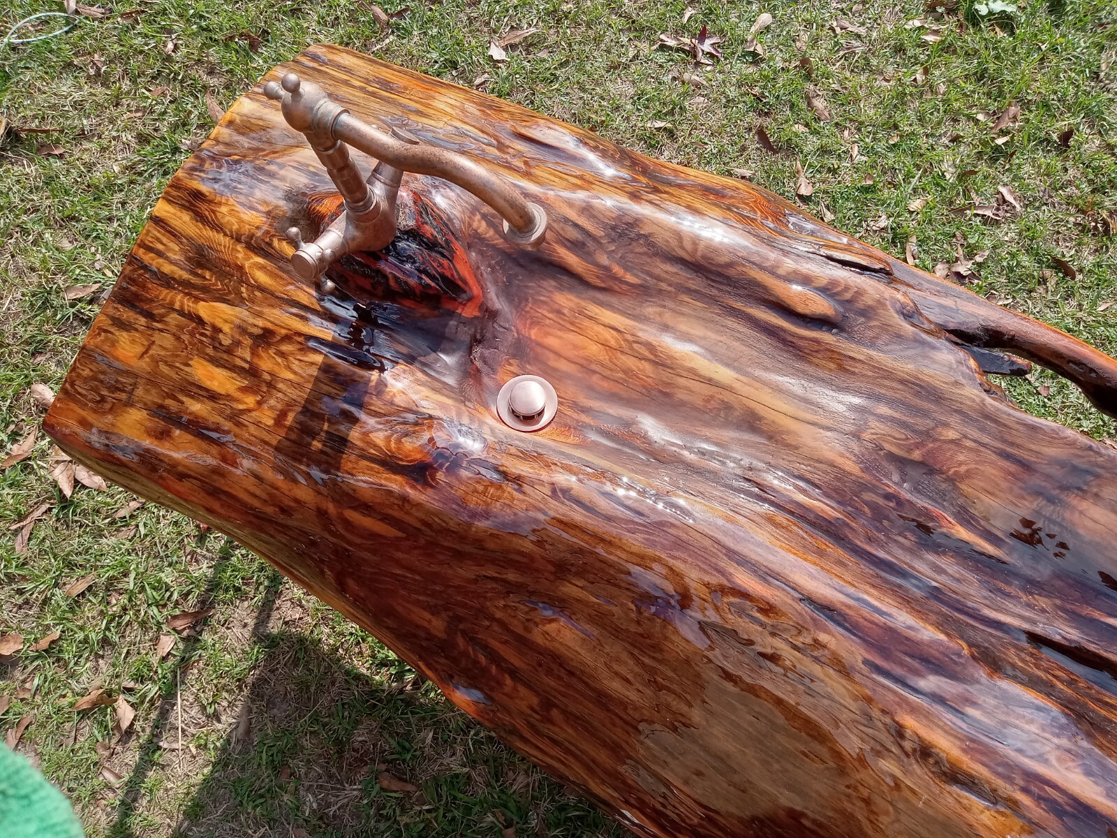 One of a Kind! REAL Ancient Sinker Cypress Rustic Bath Vanity Wood Slab w/Faucet