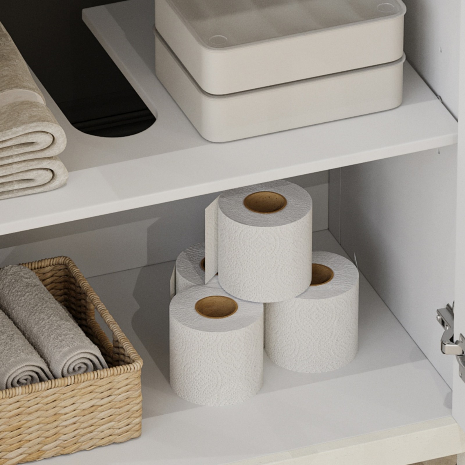 Farmhouse Bathroom Vanity with Ceramic Sink，Storage Cabinet w/Soft-Closing Doors