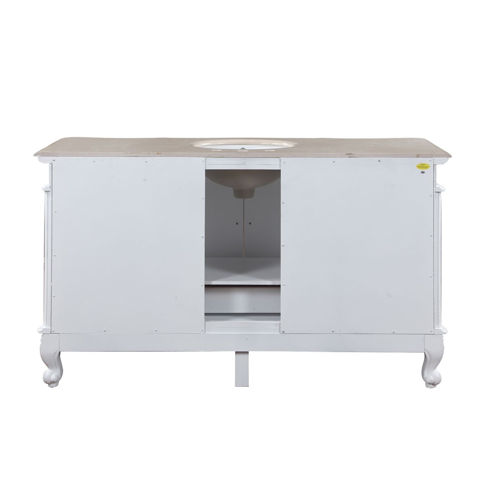 60″ Marble Counter Single Sink Bathroom Vanity White Oak Finish Cabinet 273CM