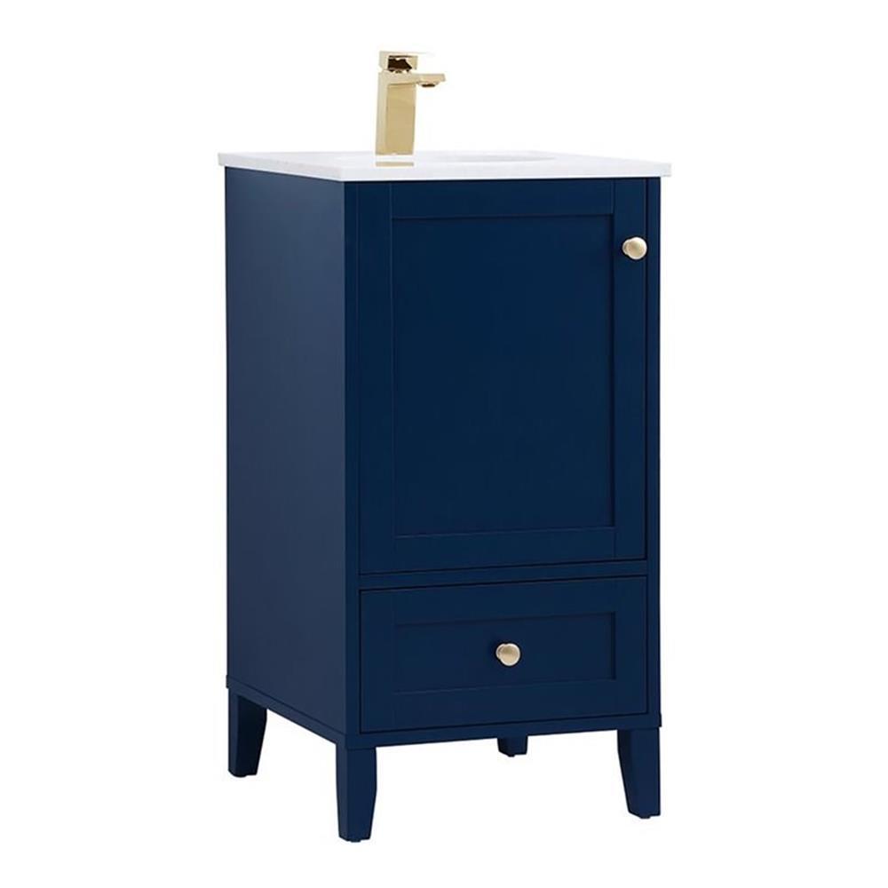Elegant Decor Sommerville 18″ Steel and Wood Single Bathroom Vanity in Blue