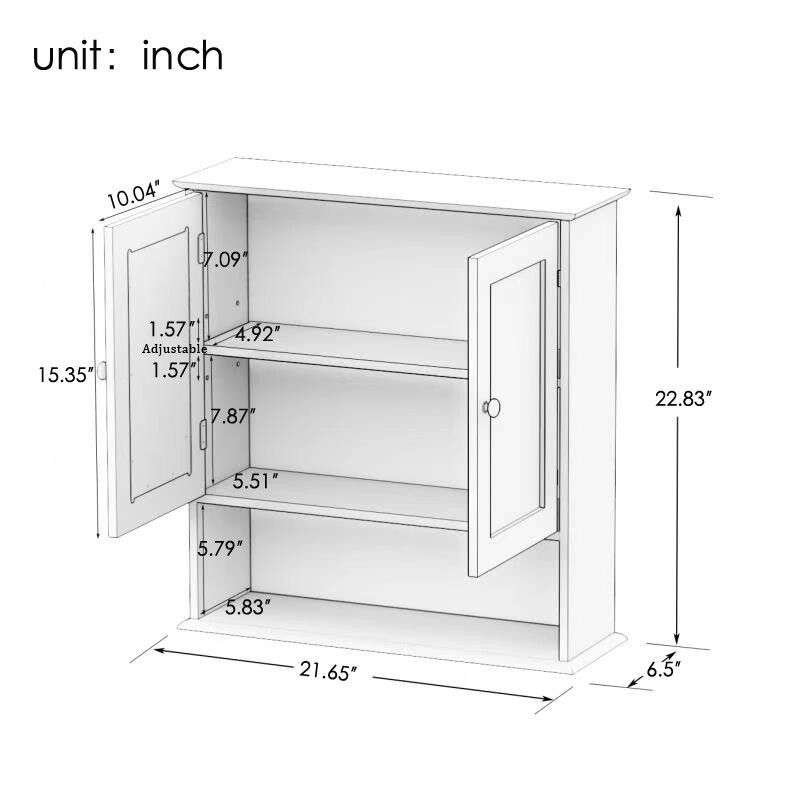Bathroom Wall Vanity Cabinet with Doule Mirror Doors Shelvs Storage Organizer