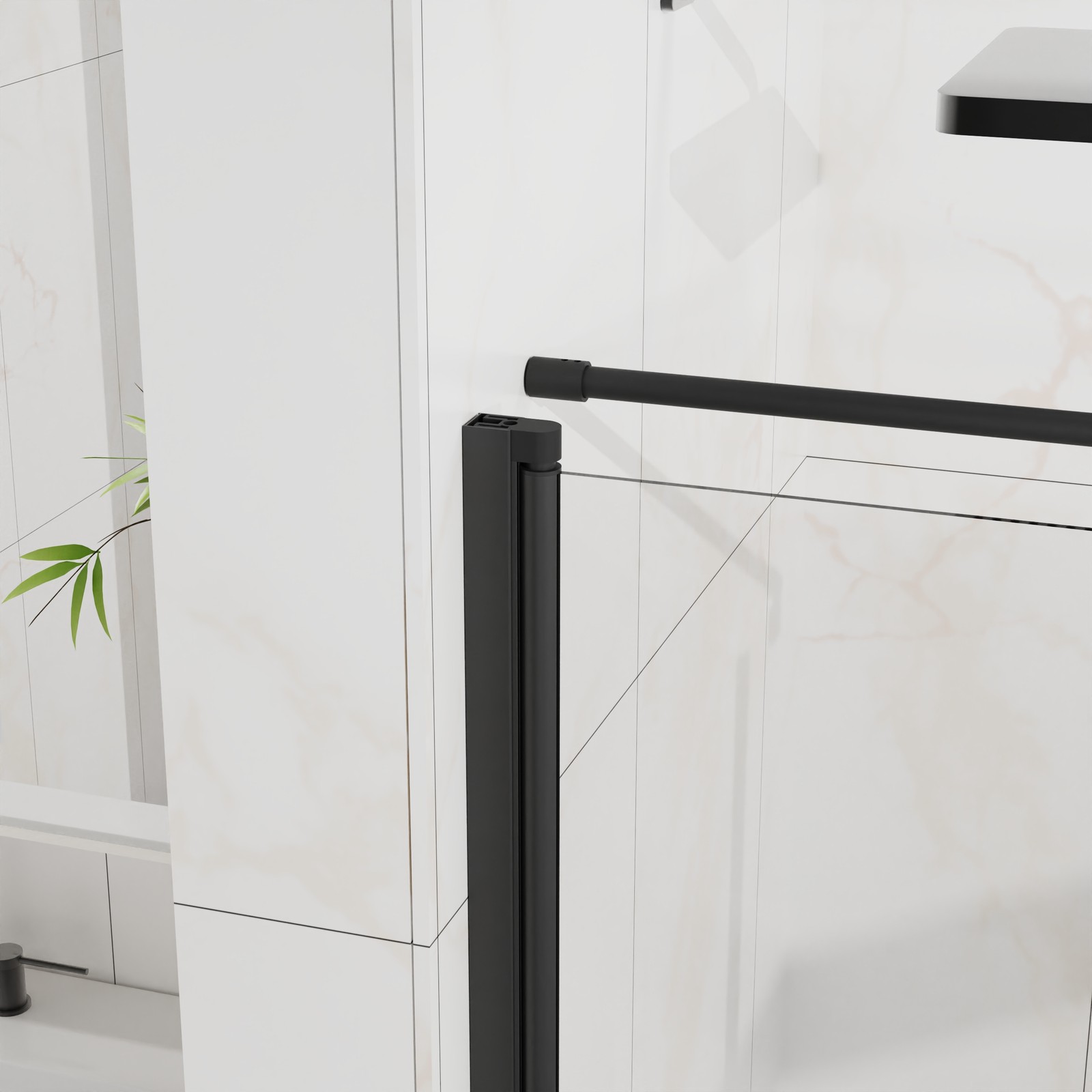 36×36 Corner Shower Enclosure with Frameless Door and Tempered Glass Base