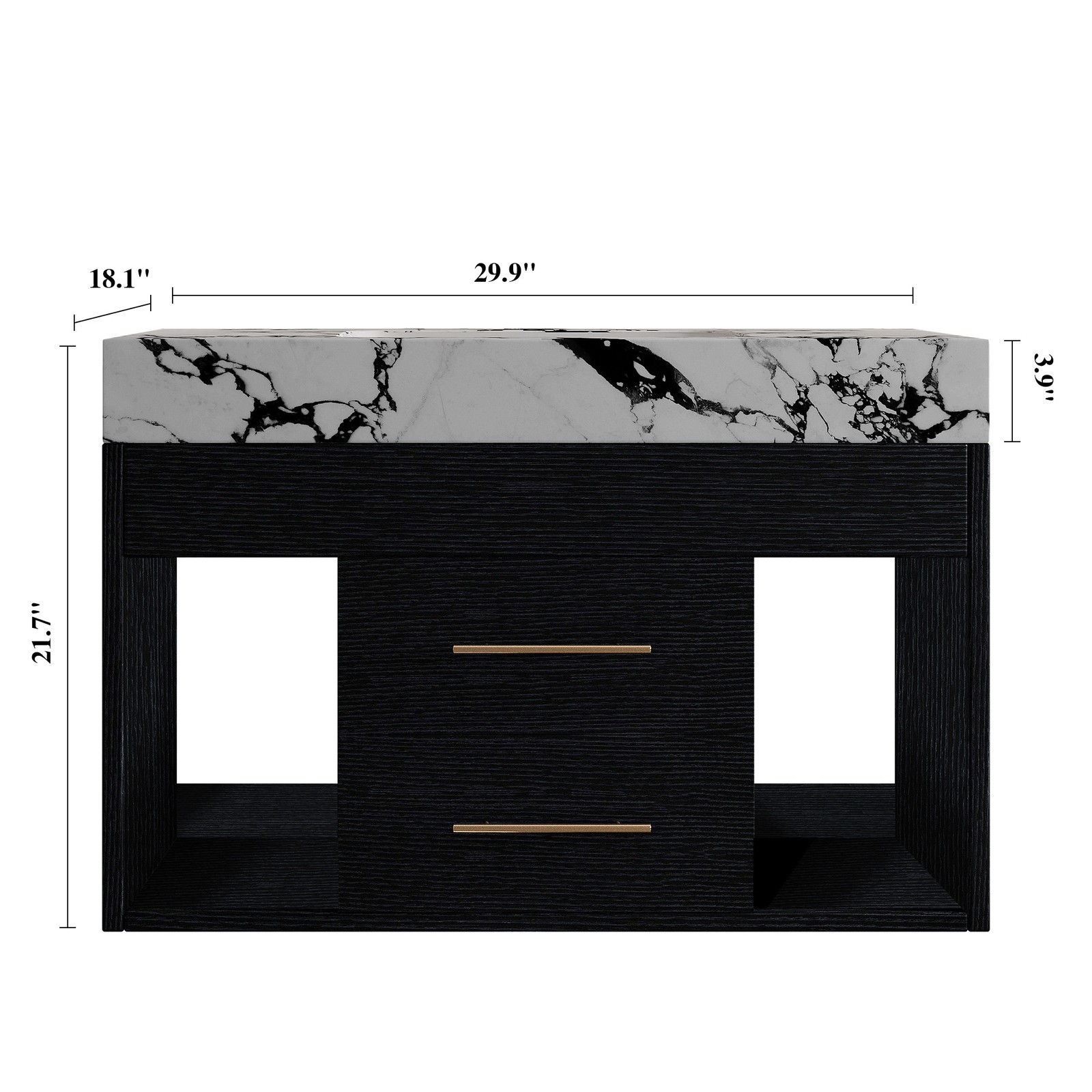 29.9″ Floating Vanity with Sintered Stone Top & Ceramic Sink