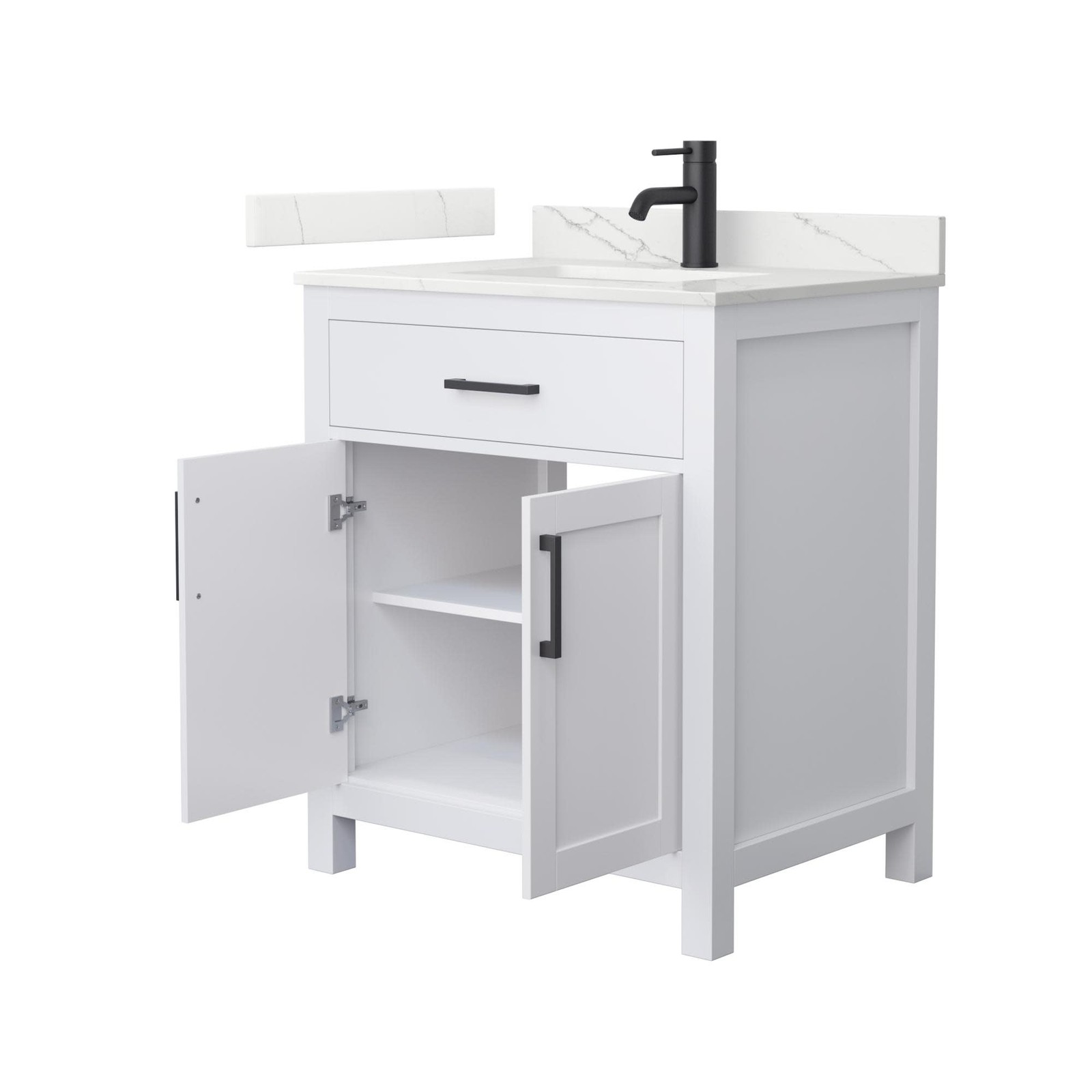 Wyndham Collection WCG2424-30S-QTZ-UNSMXX Beckett 30″ – Whitewashed Oak / White