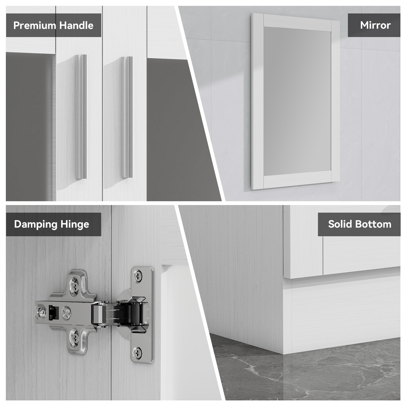 24″Bathroom Vanity All in One, Storage Cabinet, Mirror & Drawers