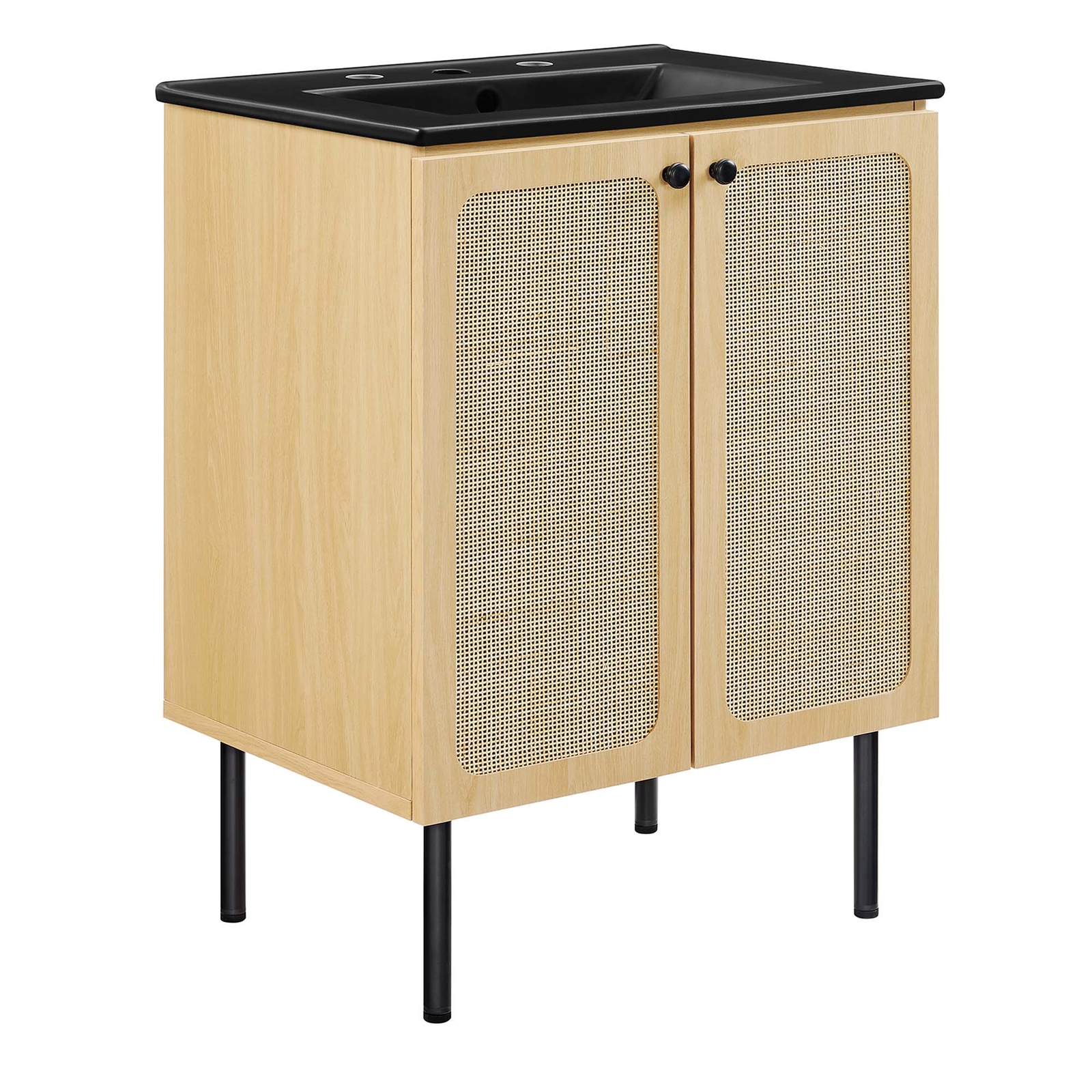 Modway Chaucer 24” Bathroom Vanity in Oak Black With Ceramic Sink Basin
