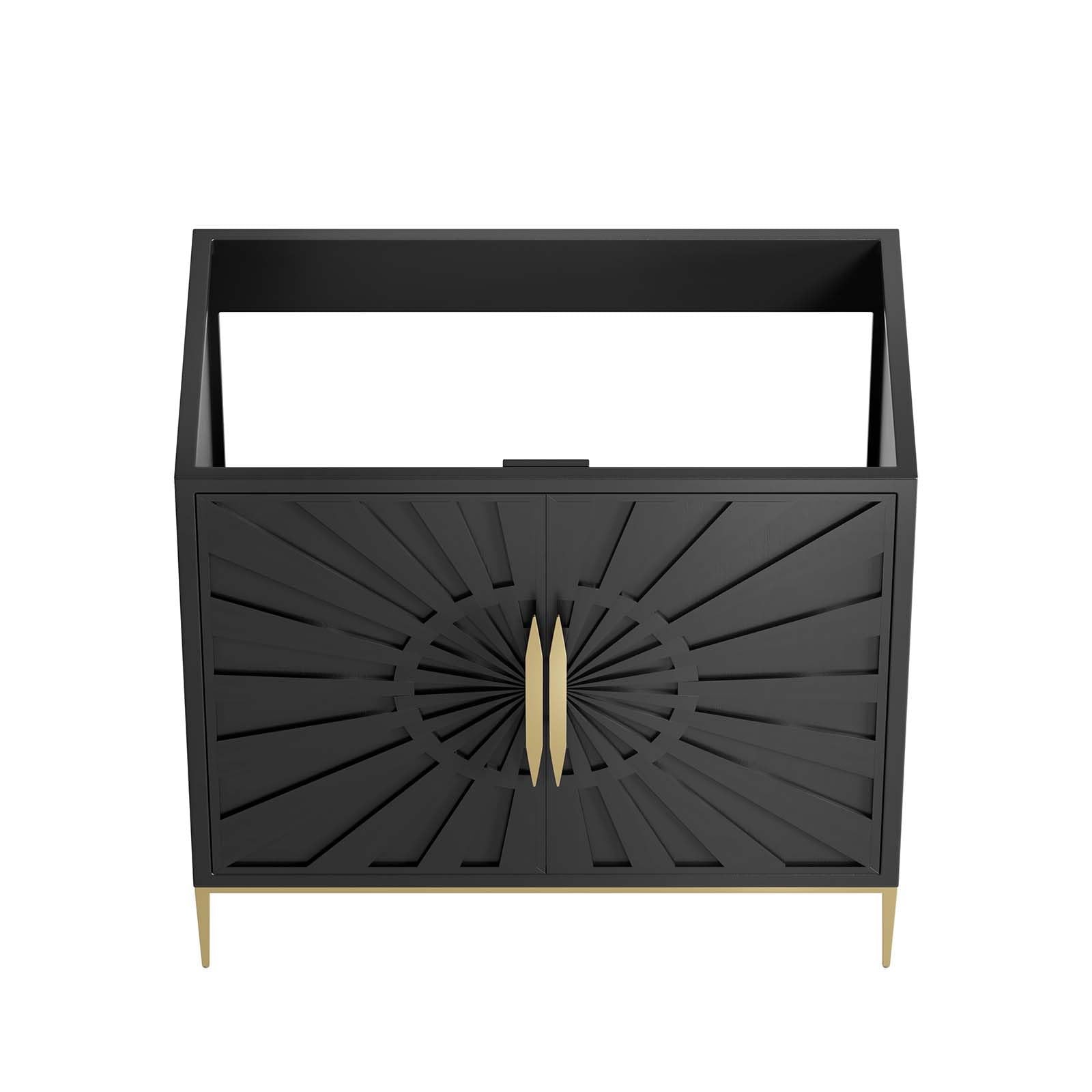 Modway Awaken 36″ Solid Wood and MDF Bathroom Vanity Cabinet in Black
