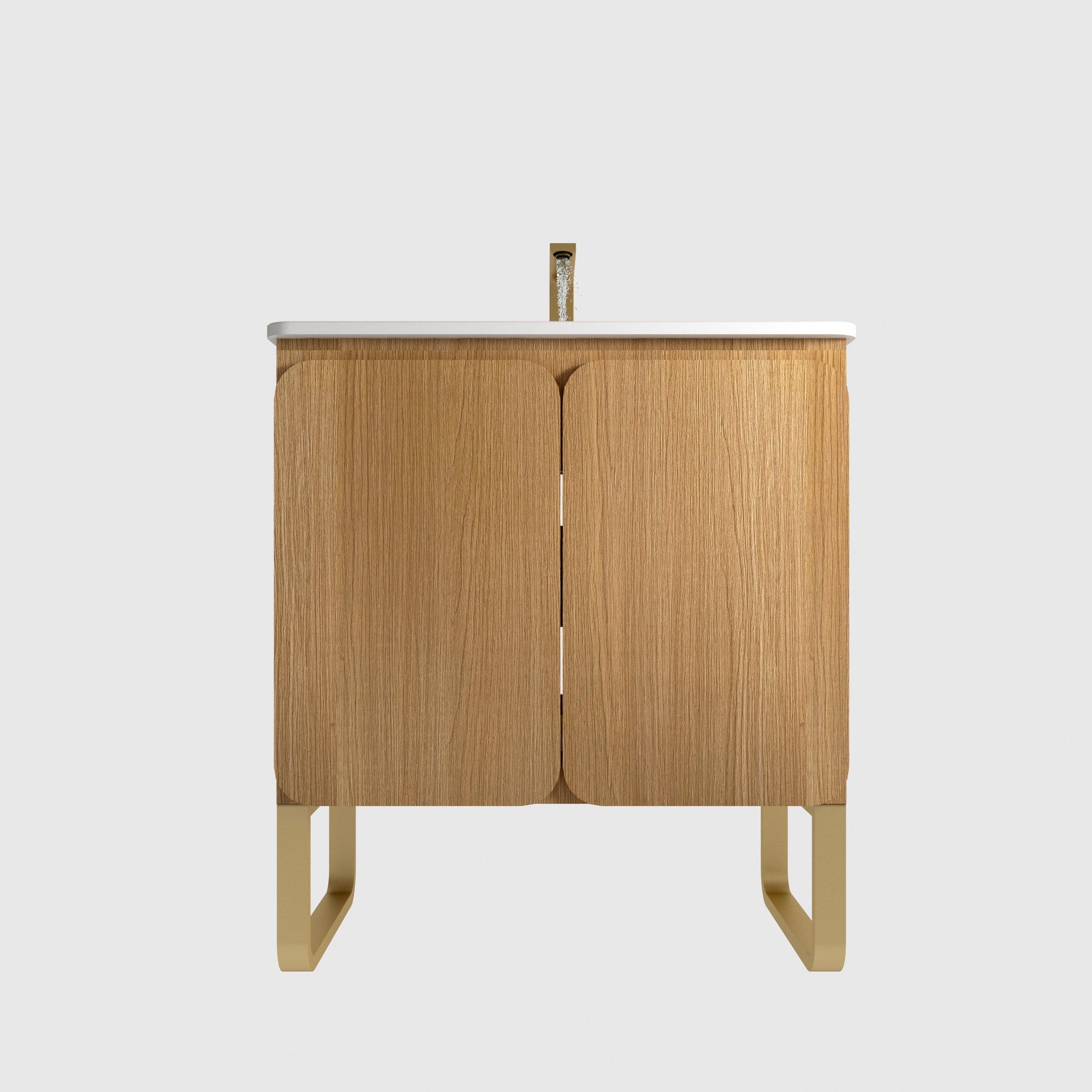 Light Oak 30″ Modern Bathroom Vanity with Ceramic Sink & Storage