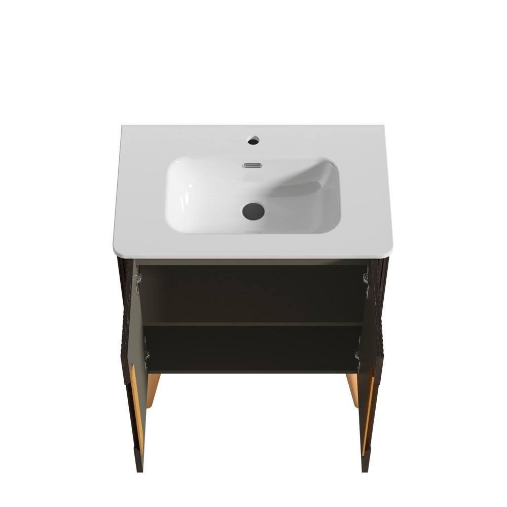 30″ Bathroom Vanity with Sink, Storage Freestanding Bath Vanity Cabinet, 2 Doors