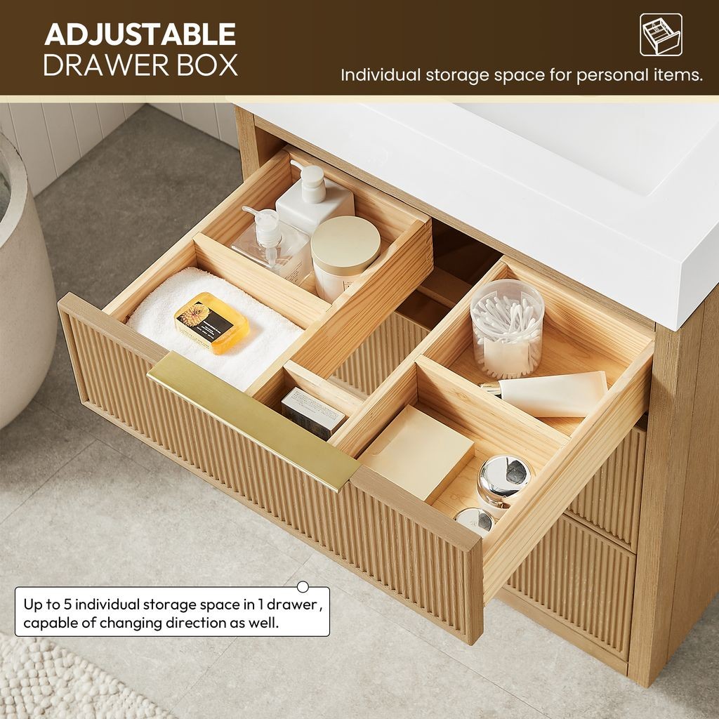 Hohhot 24″ Single Bath Vanity in Washed Ash Grey with White Stone Top