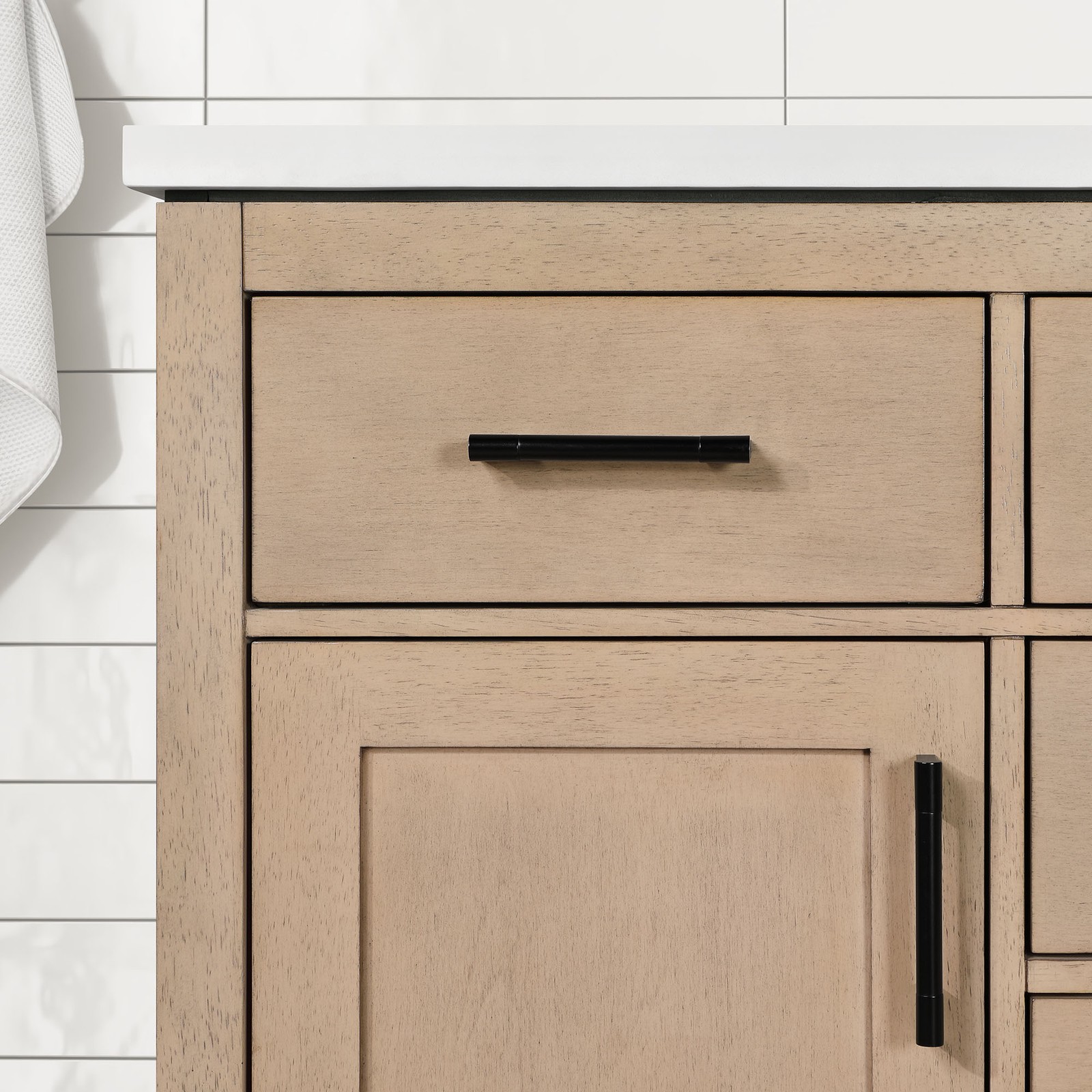Bailey 48″ Bathroom Vanity in Sahara Birch with White Countertop