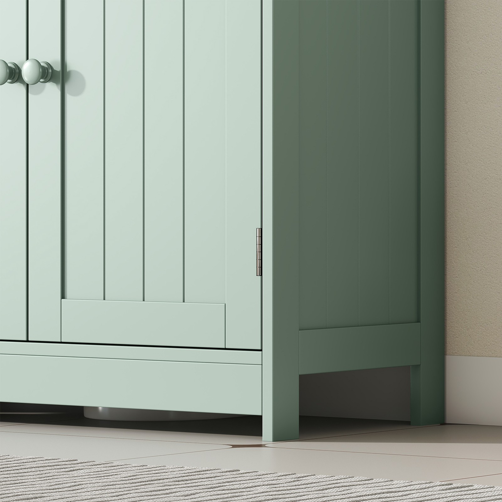 Under Sink Bathroom Cabinet with 2 Doors and Shelf, Dark Green