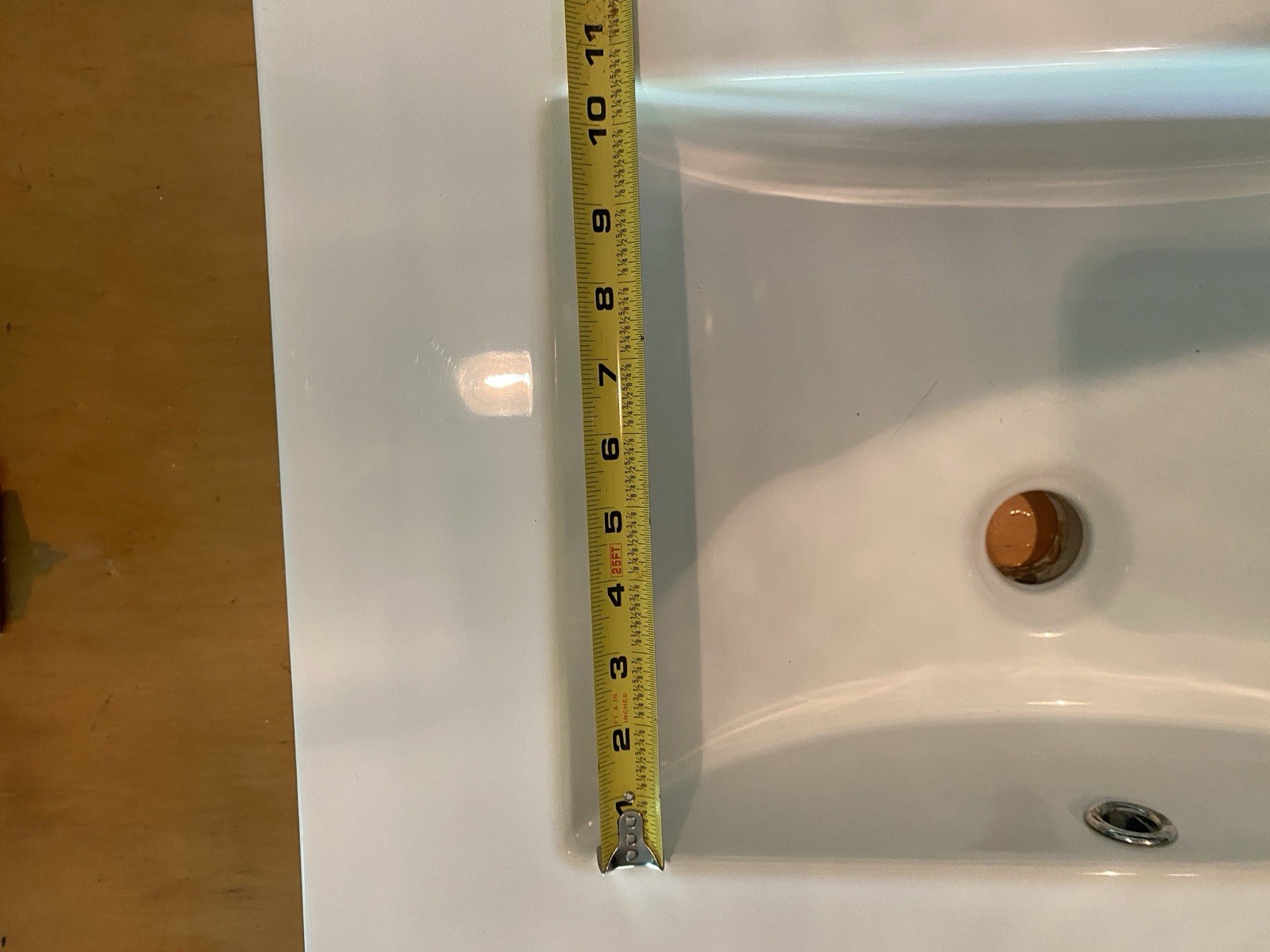 24″ Ceramic Vanity Top Sink, Modern Rectangular Bathroom Basin with Faucet Hole