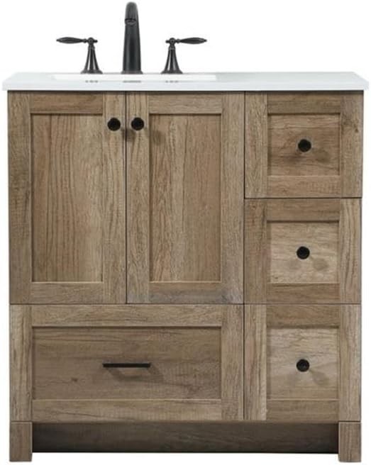 Elegant Kitchen and Bath – VF2832NT – Single Bathroom Vanity in Natural Oak