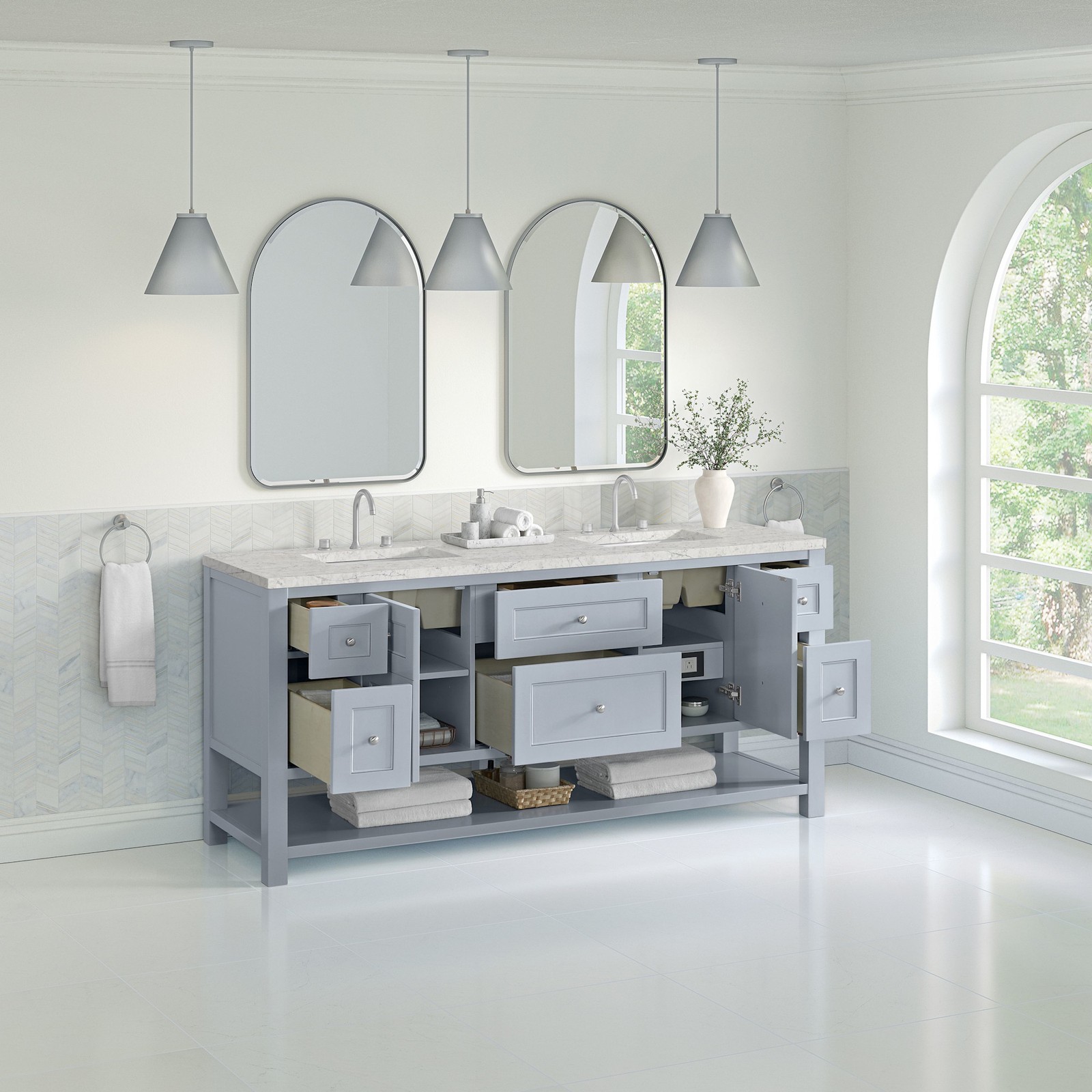 James Martin Vanities 330-V72-FEJP Breckenridge 72″ – White