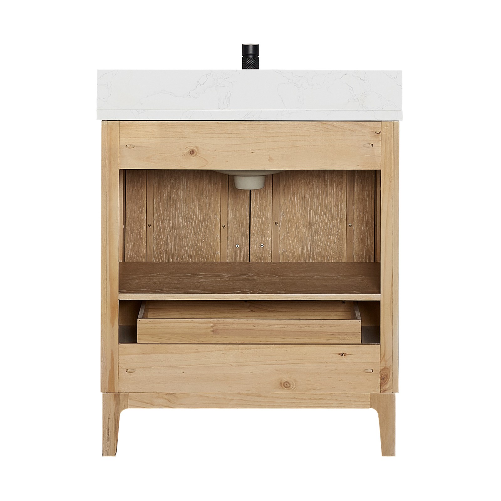 Gara 30″ Single Bath Vanity in Washed Ash Grey w/ White Grain Composite & Mirror