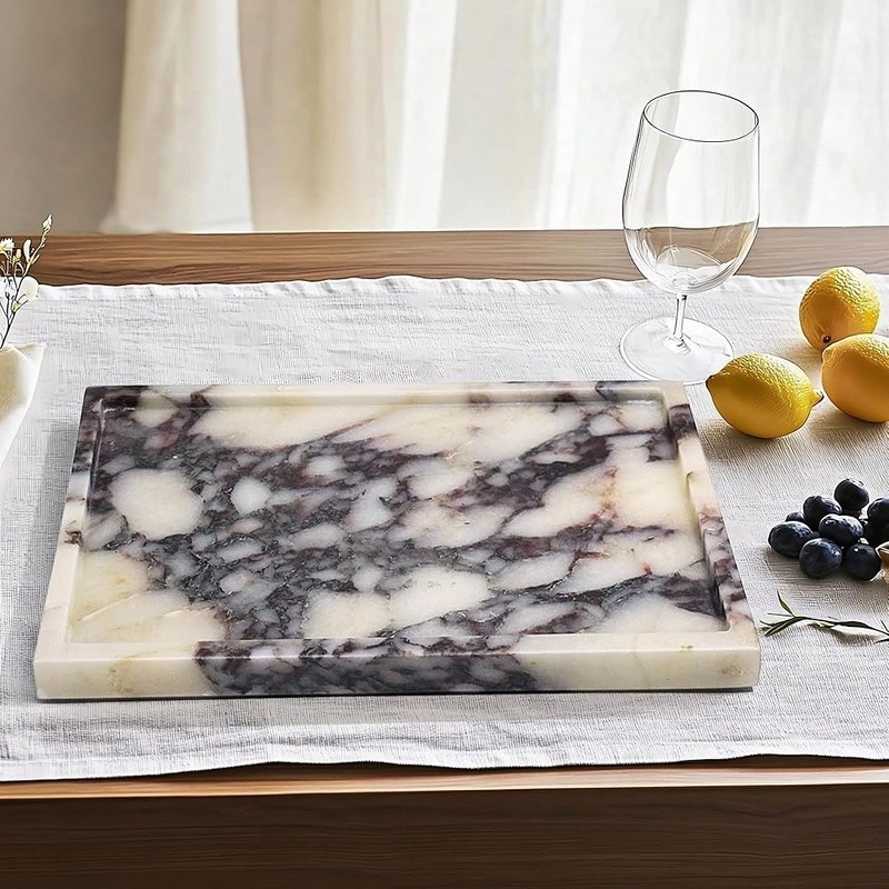 Luxury Marble Vanity Tray Calacatta Viola Storage Home Decor Decorative Tray New