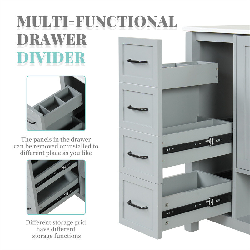 36″ Gray Bathroom Vanity with Sink Top,Vanity Cabinet with 2 Doors & 2 Drawers