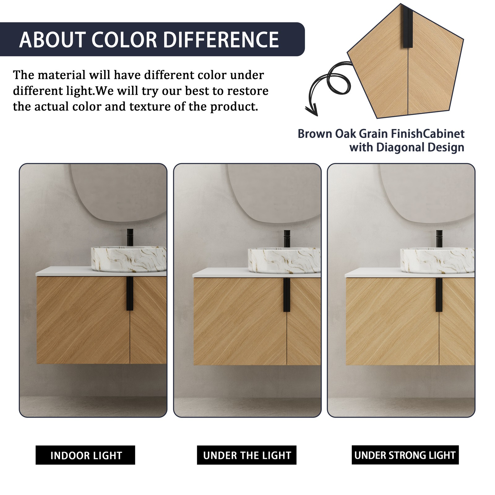 36 in Wall-Mounted Bathroom Vanity W/ Ceramic Vessel Sink Artificial Stone Slab