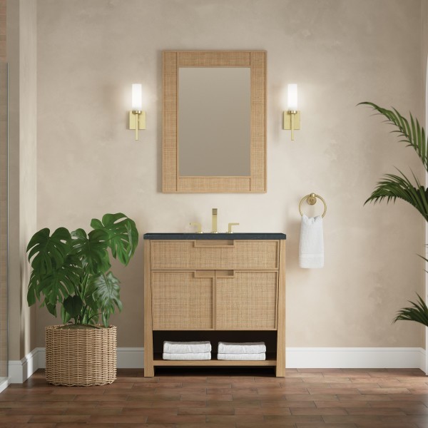 36″ James Martin Solene D225-V36-SSO-3CSP Vanity Cabinet Charcoal Soapstone Top