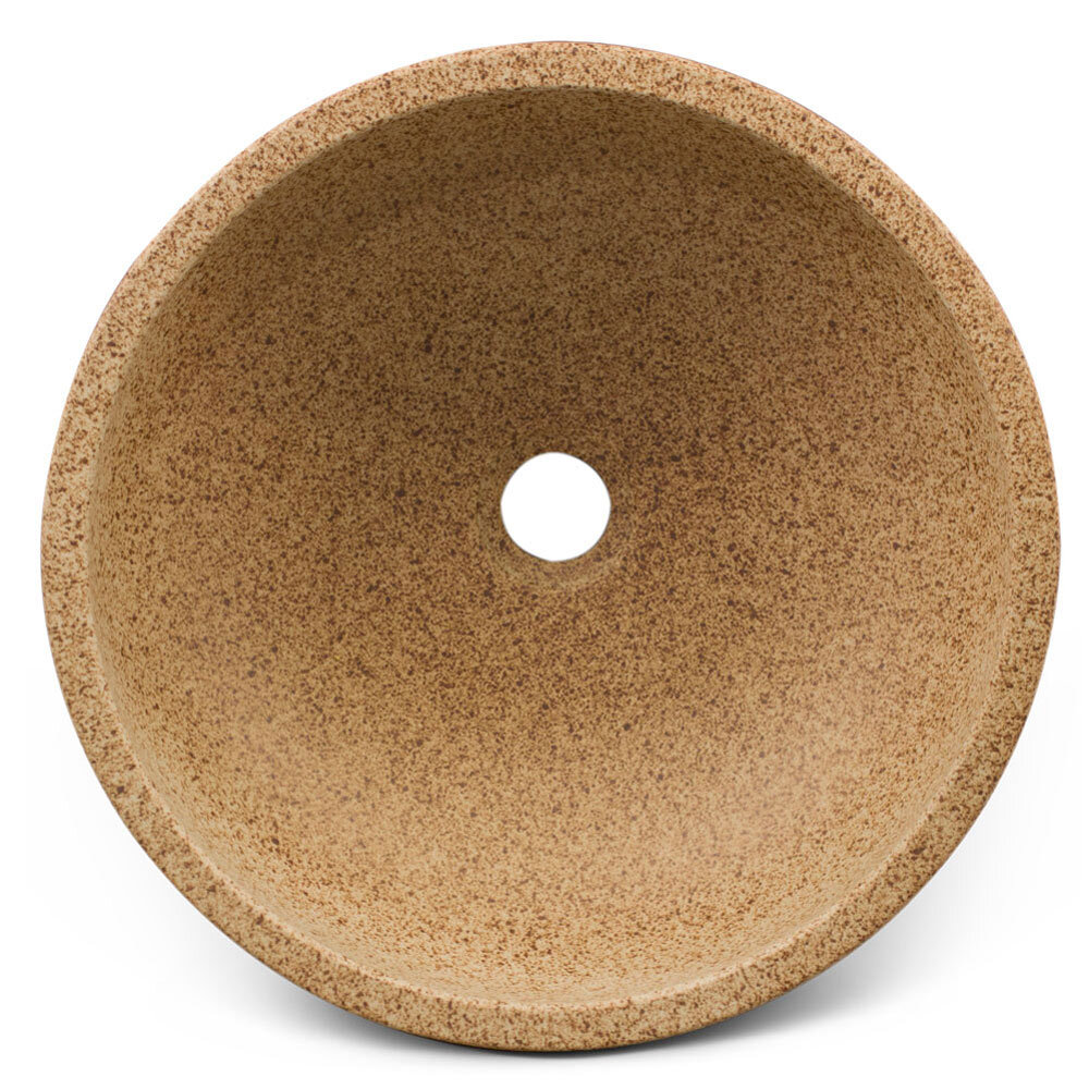 US Seller – 16in Beige Textured Oriental Porcelain Basin