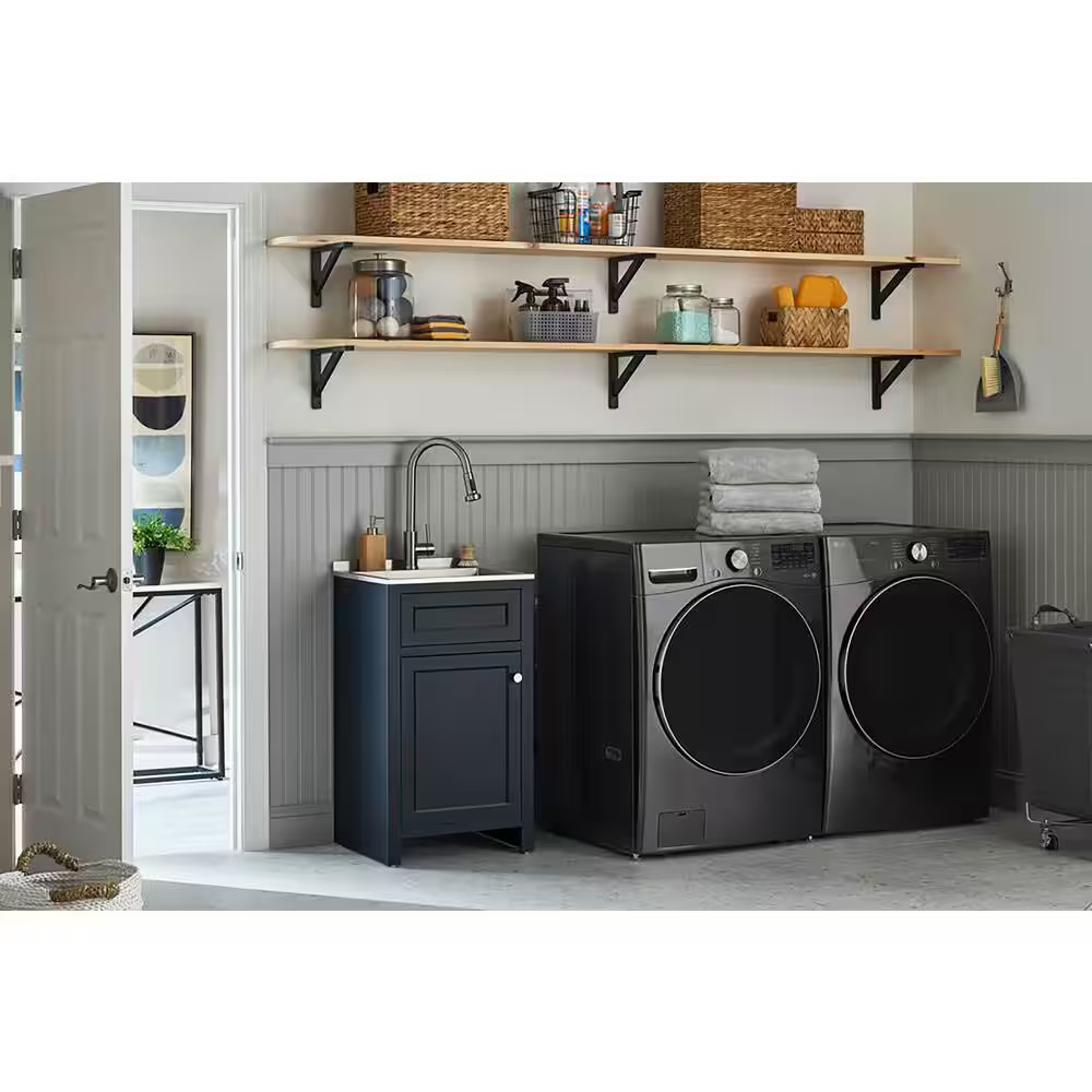 20 In. W Drop-In Laundry Sink with Faucet and Ready to Assemble Cabinet with CLI