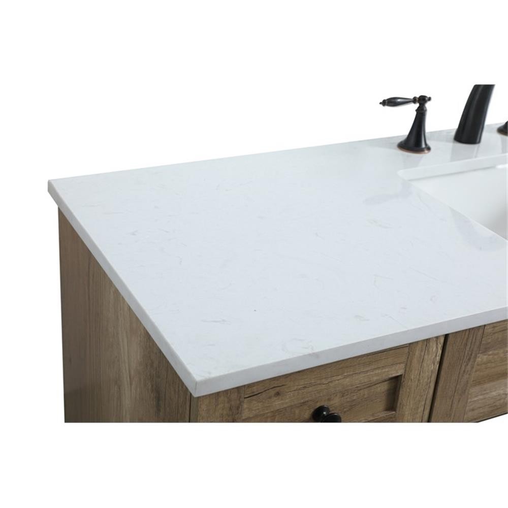 Pemberly Row Transitional 54″ Solid Wood Bathroom Vanity in Natural Oak