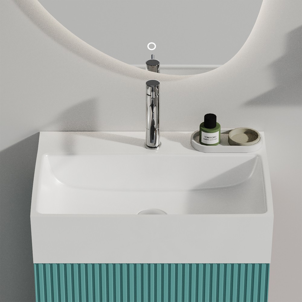 20″x14″ Gloss White Ceramic Bathroom Sink Integrated Design with 1 Faucet Hole