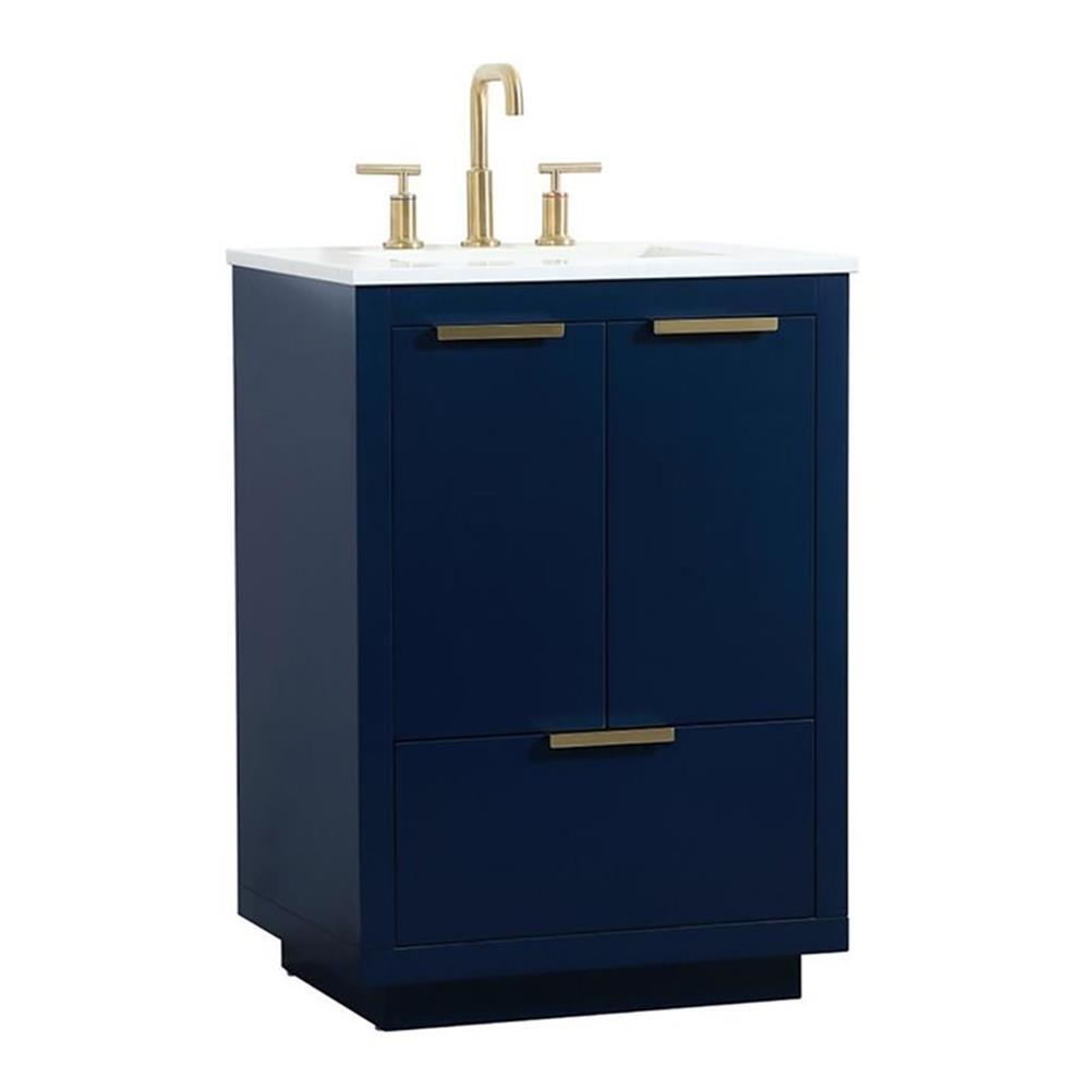 Elegant Decor Blake 24″ Aluminum Alloy MDF Single Bathroom Vanity in Blue