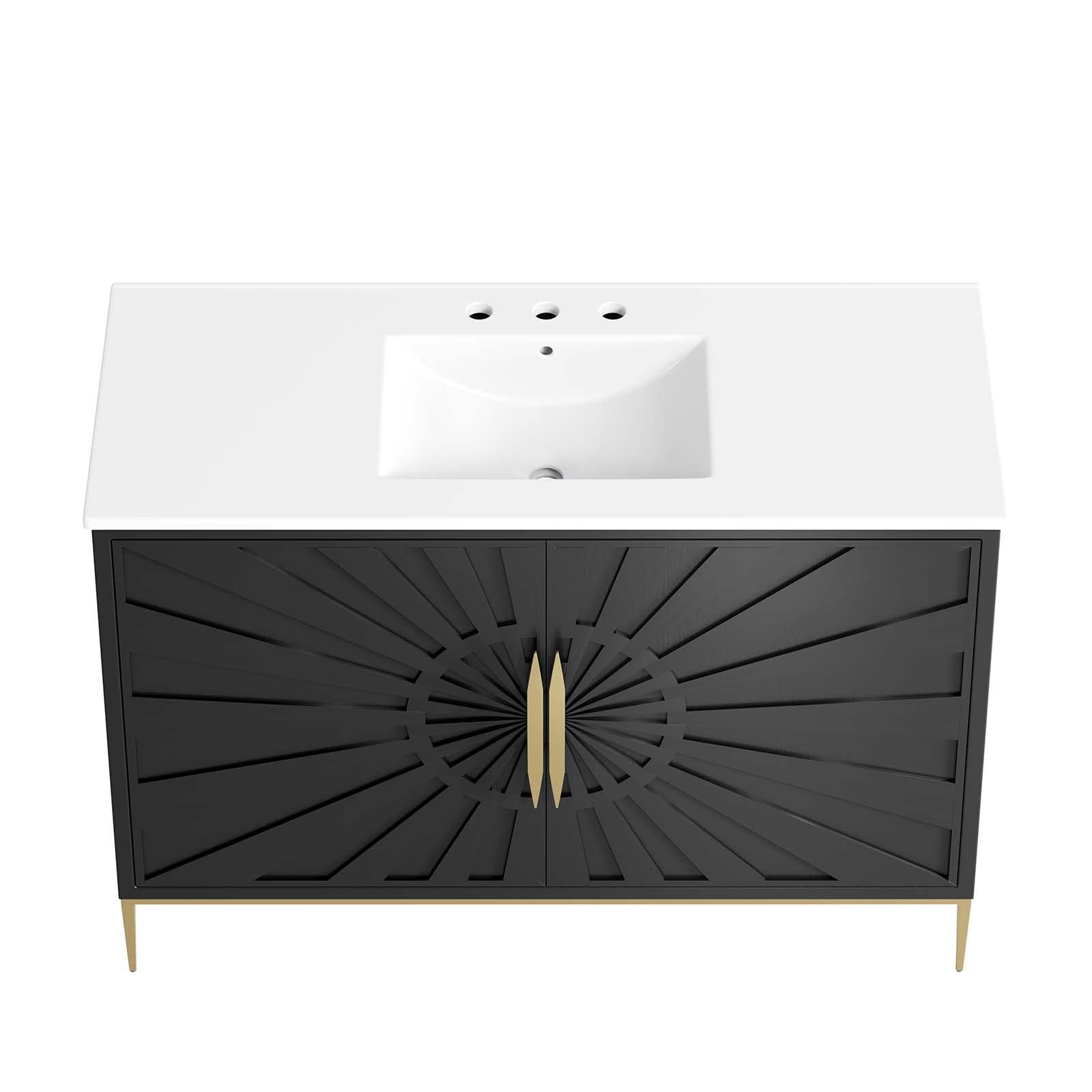 Modway Awaken 48″ Solid Wood and MDF Bathroom Vanity in White/Black