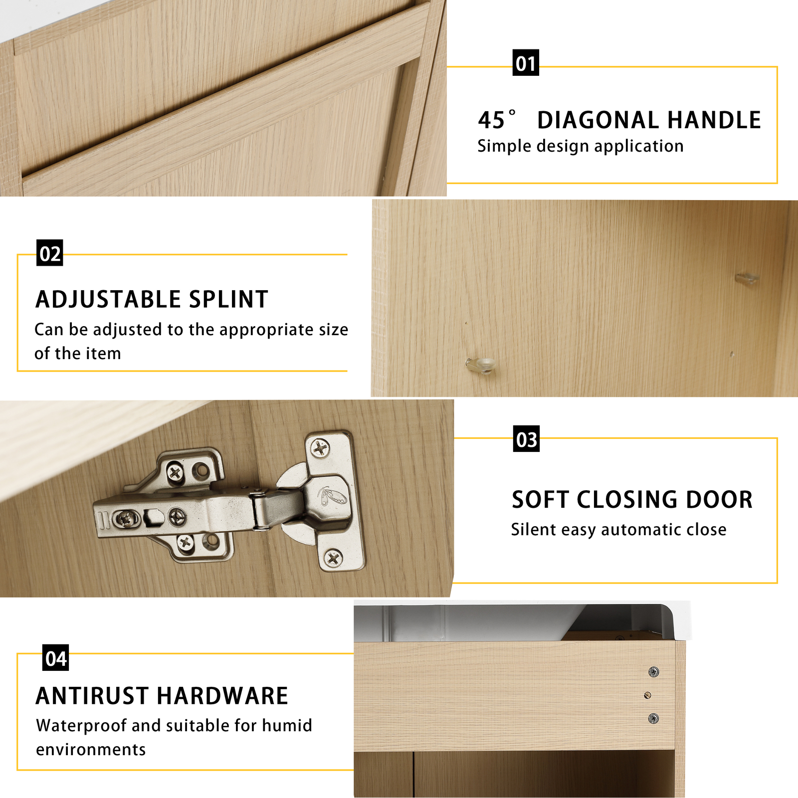 60″ Plywood Double Sink Bathroom Vanity Cabinet 4 Doors Undermount Resin Sink