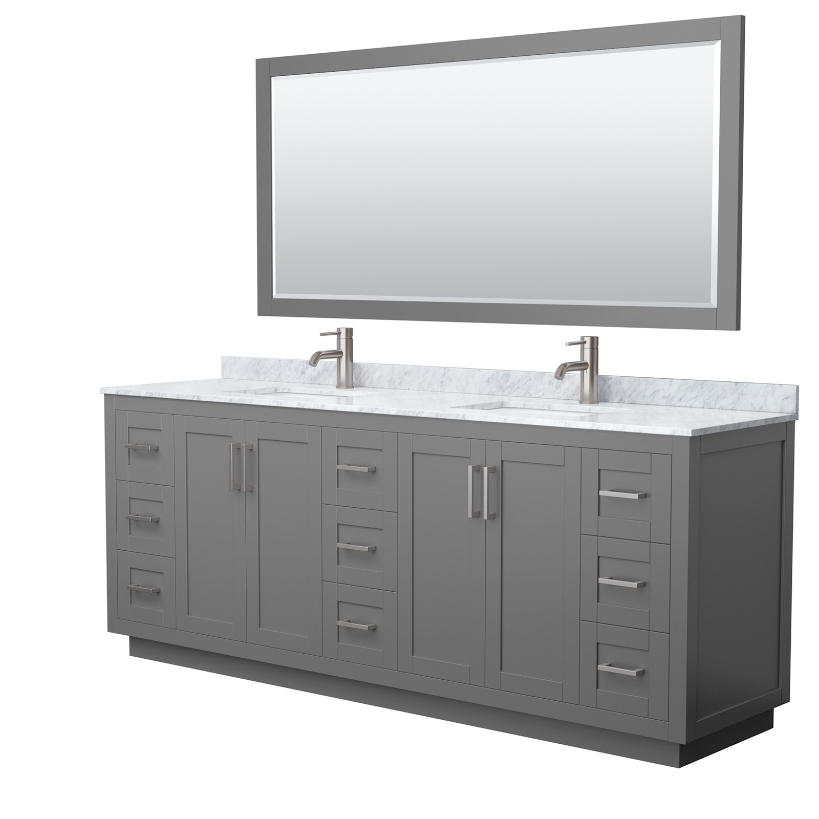 Wyndham Collection WCF2929-84D-NAT-M70 Miranda 84″ – Dark Blue / White Carrara