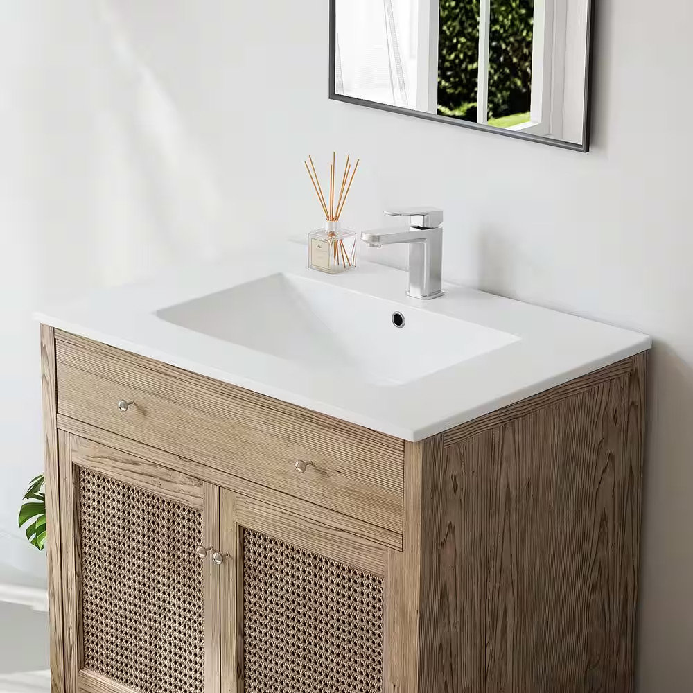Dayton 31 In. W X 22 In. D Vitreous China Vanity Top in White with Single Faucet