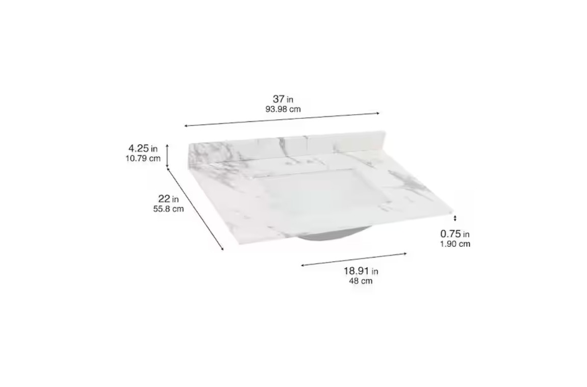 Home Decorators Collection 37 in. W x 22 in. D Engineered Stone Composite White