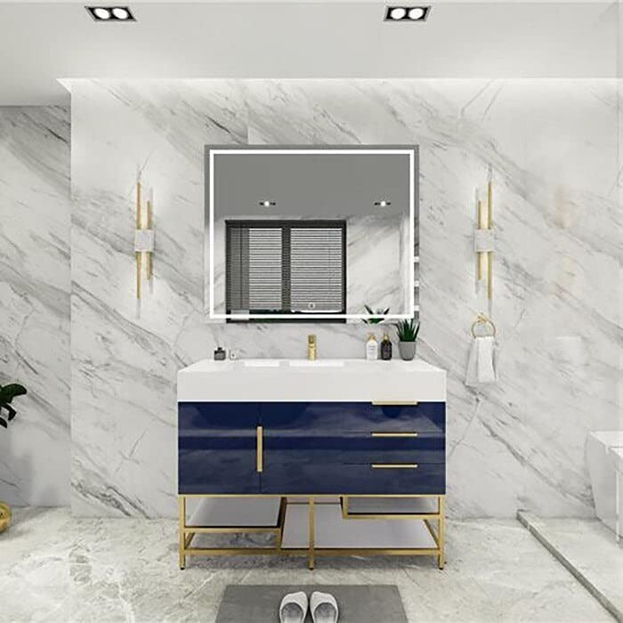 48″ Bathroom Vanity Cabinet with Sink with Aluminum Alloy Frame and Drawers