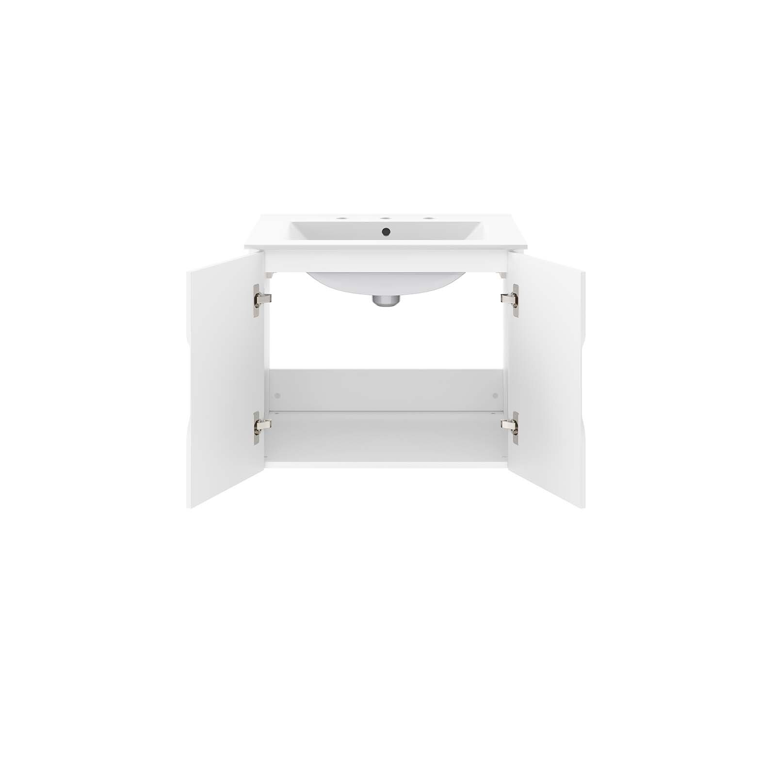 Modway Vitality 24″ Wall-Mount Bathroom Vanity in White White