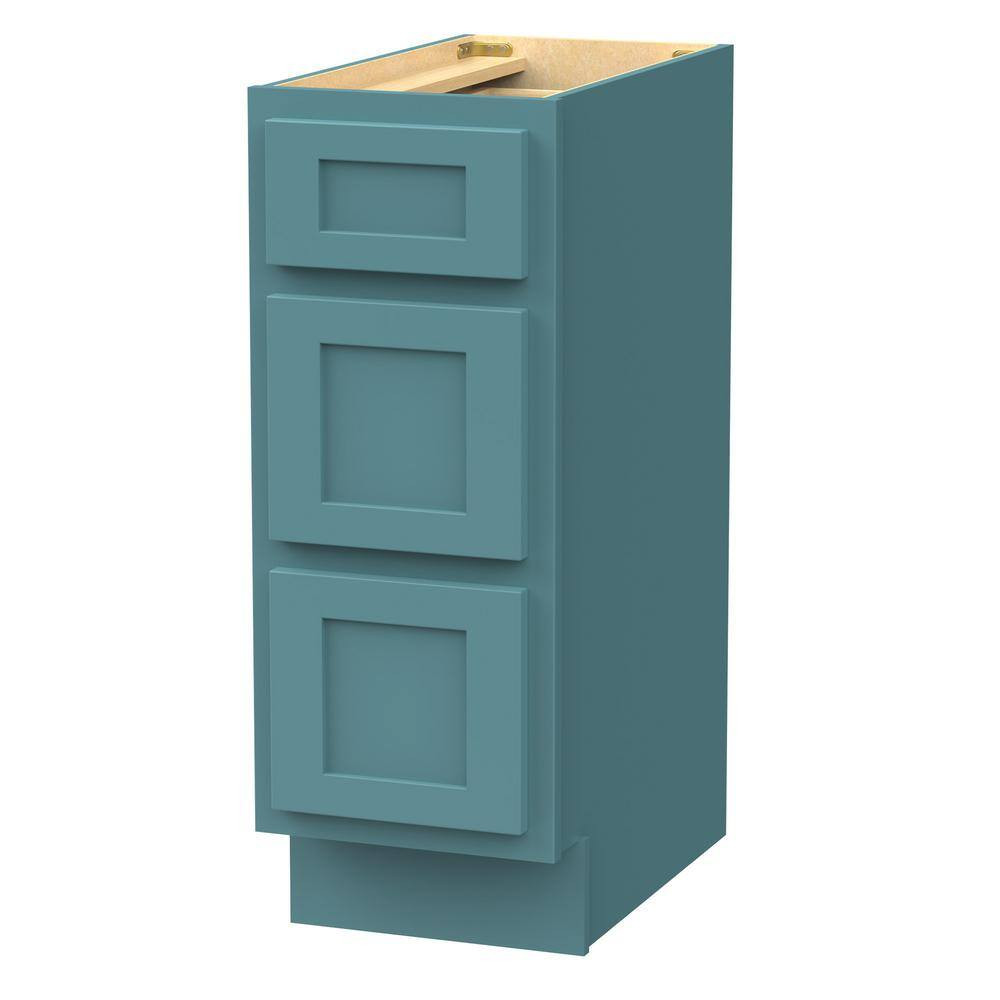 12 In. W X 21 In. D X 32.5 In. H 3-Drawer Bath Vanity Cabinet Only in Sea Green