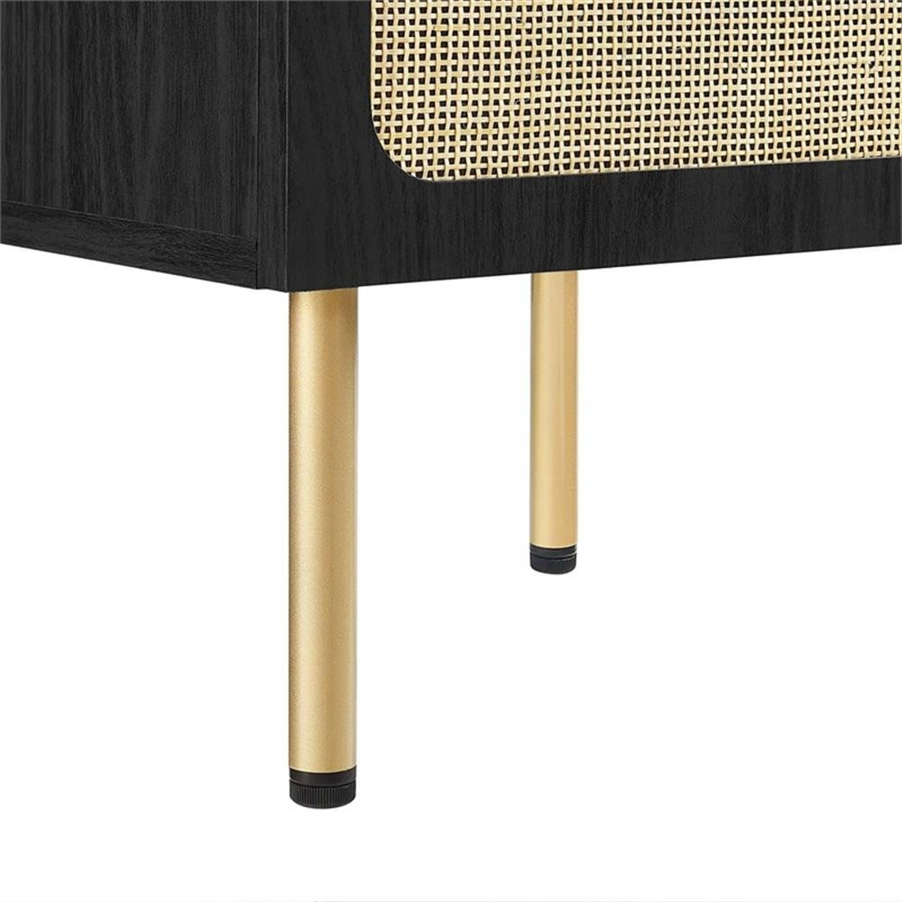 Modway Chaucer 18″ Wood & Rattan Bathroom Vanity with Adjustable Shelf in Black