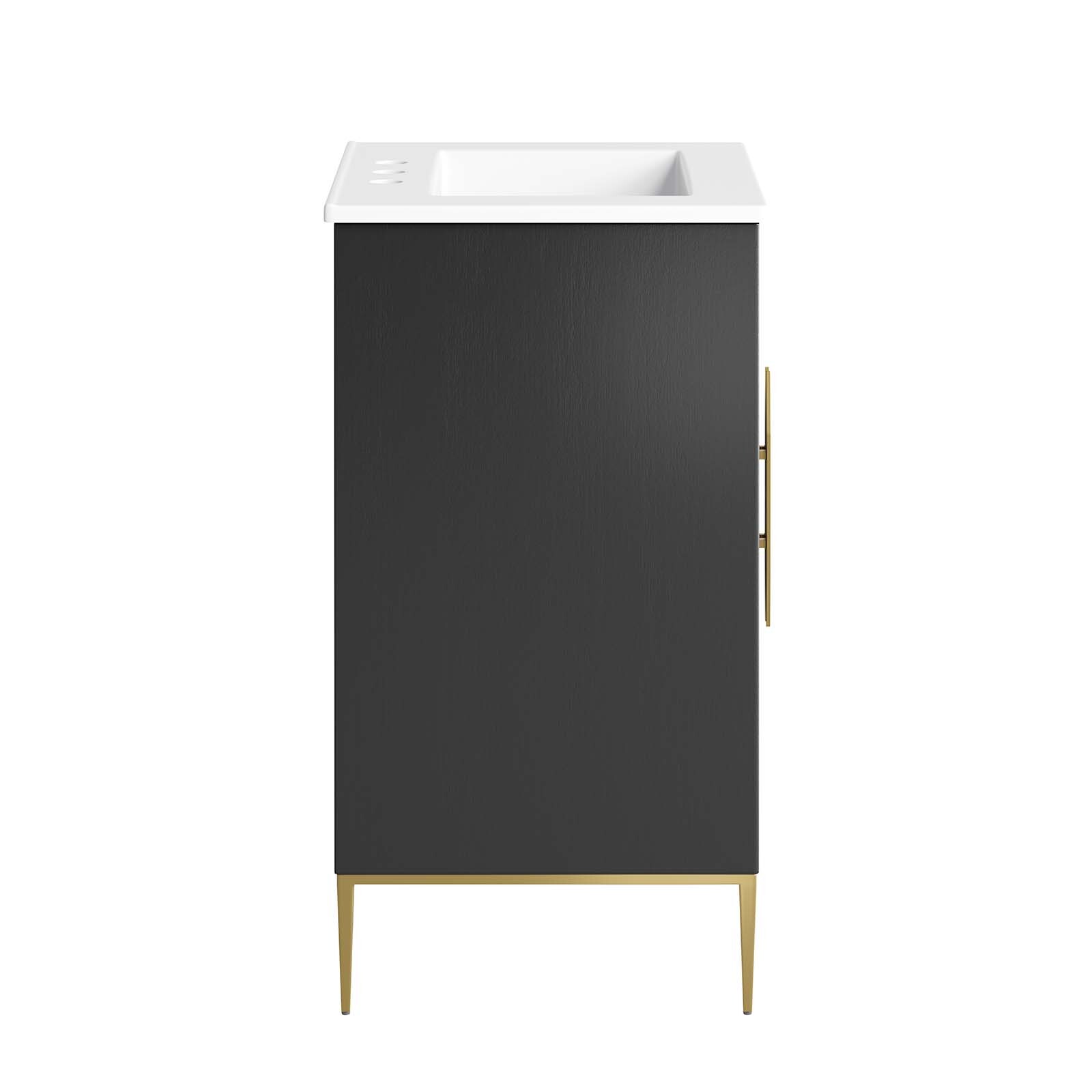 Modway Awaken 24″ Bathroom Vanity Cabinet in White Black With Ceramic Sink Basin