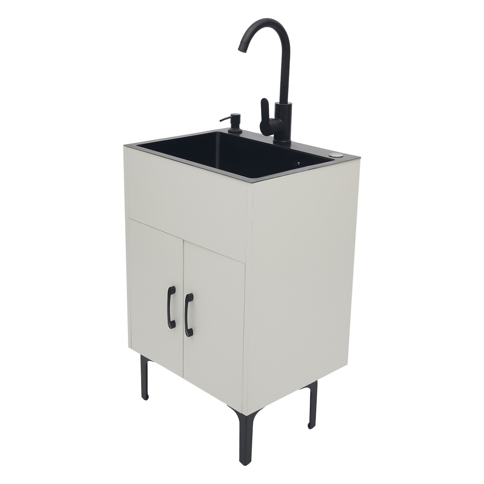 20″ Laundry Sink Cabinet w/ Faucet, Freestanding Utility Sink Cabinet w/ Storage