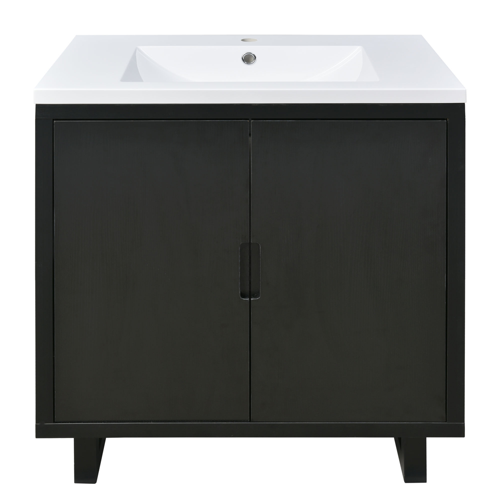 30 Inch Floor Mount Vanity Cabinet Resin Sink Bathroom Furniture Set Storage