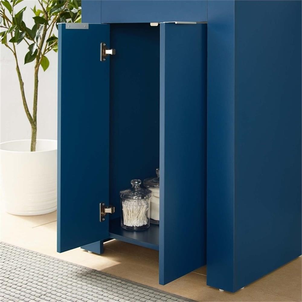 Modway Maybelle Modern Wood/Ceramic Bathroom Vanity in Navy/White