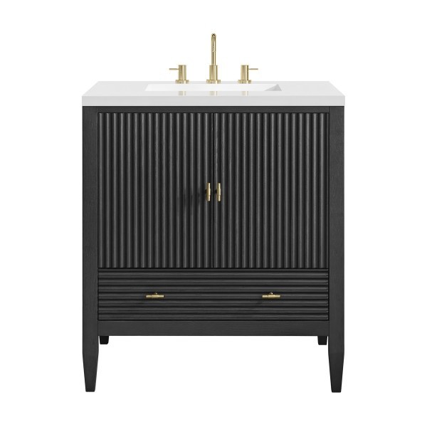 30″ James Martin Myrrin 485-V30-CBO-3WZ Vanity Cabinet White Zeus Silestone Top