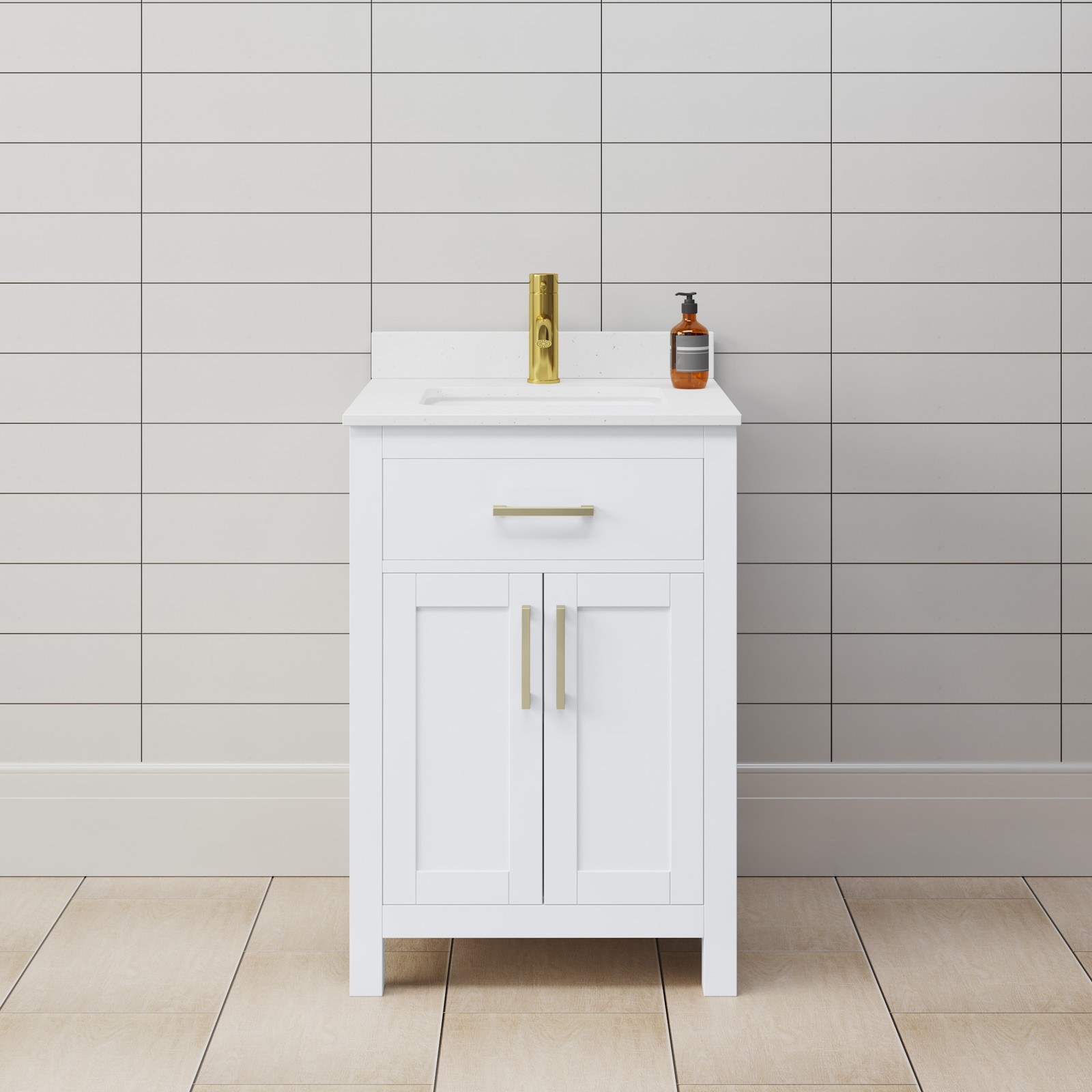 Wyndham Collection WCG242424S-VCA-MXX Beckett 24″ – White / White Cultured