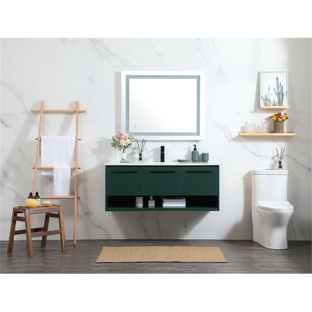Elegant Decor Roman 48″ Aluminum Alloy MDF Single Bathroom Vanity in Green