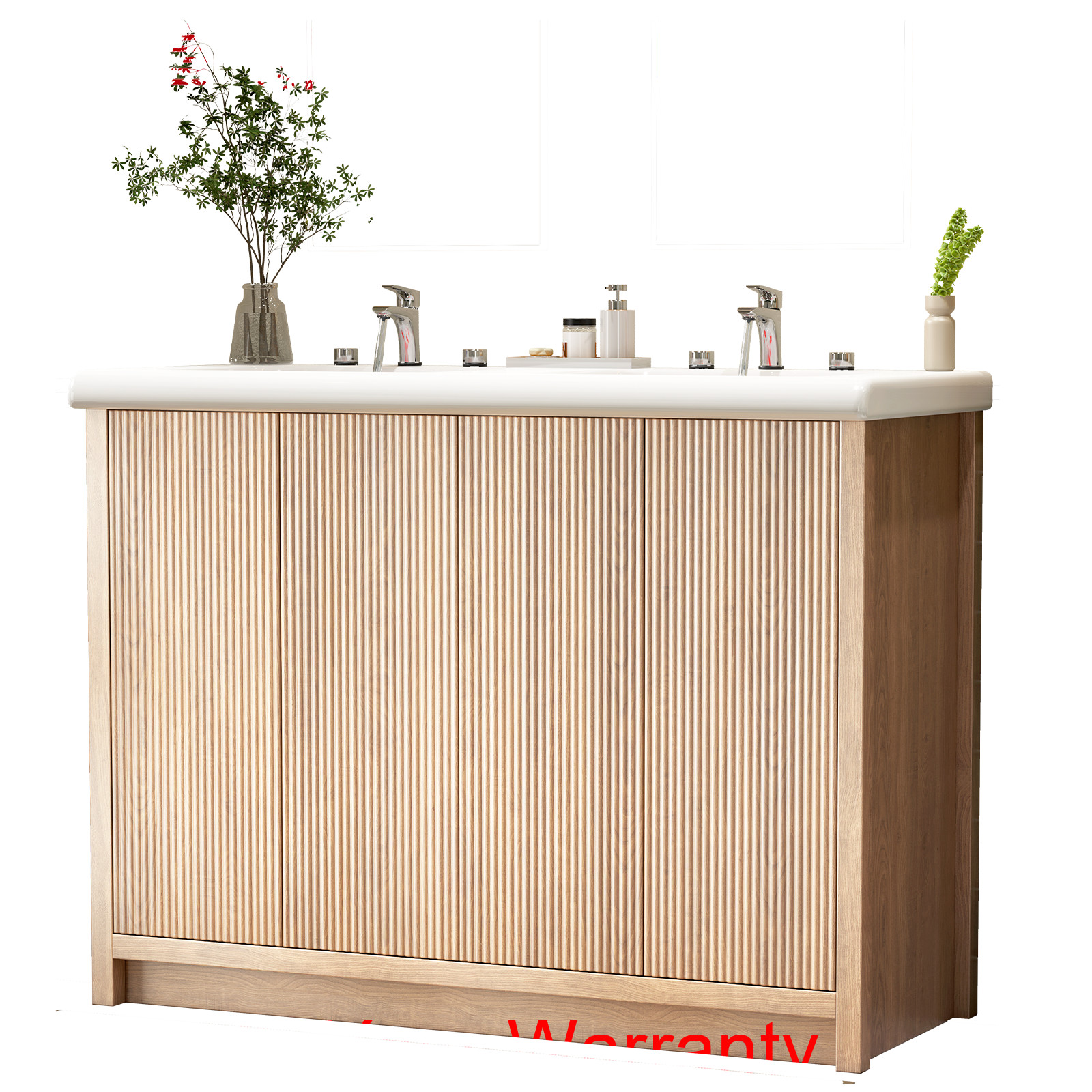 47.3 Inch Modern Bathroom Vanity and Double Ceramic Sinks Storage Cabinet Drawer