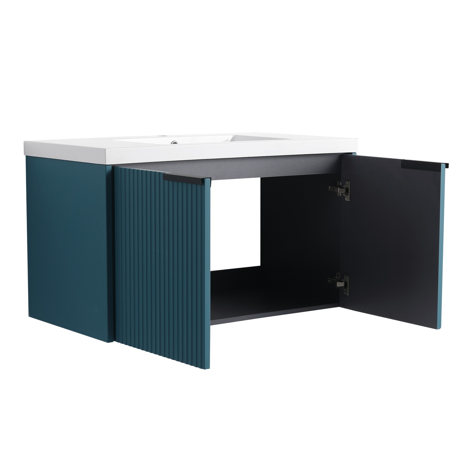 36 Inch Wall Mounted Bathroom Vanity with Resin Sink & Soft-Close Doors