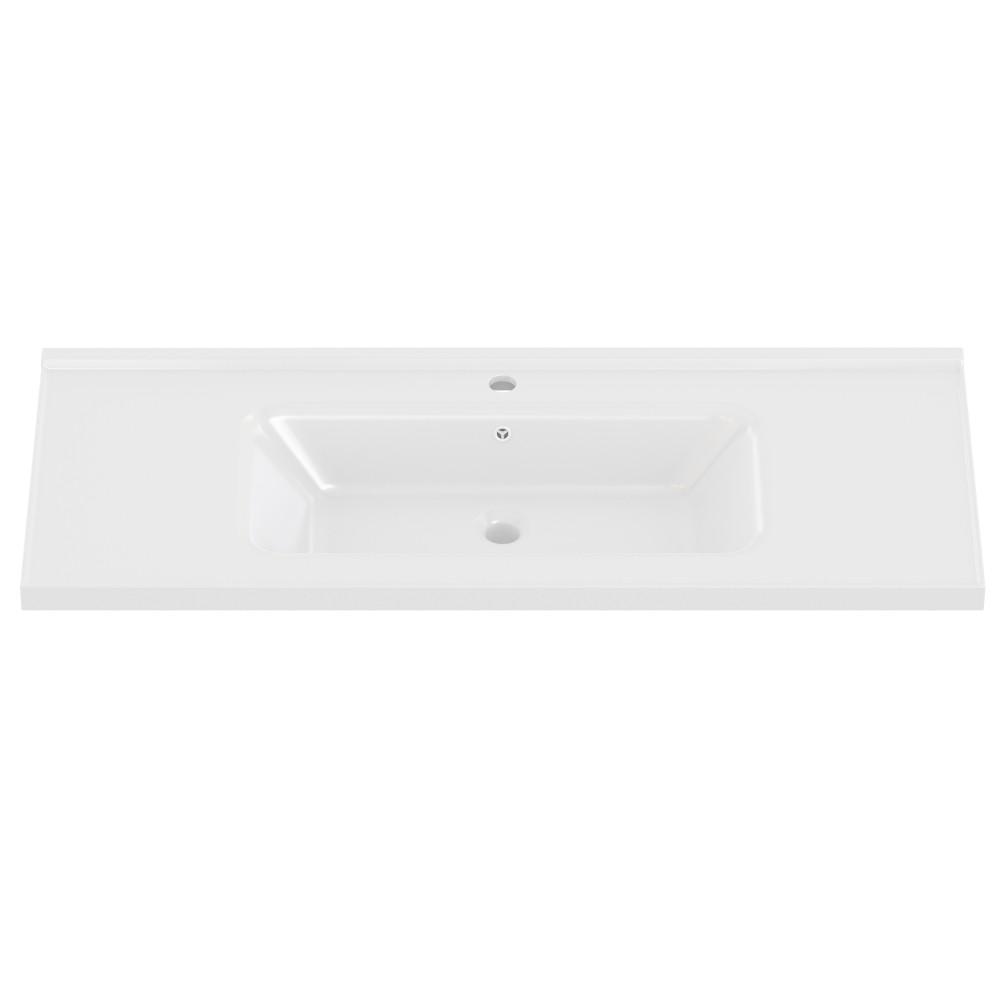 48in Bathroom Vanity W/Sink Ceramic Top Backsplash 6 Drawers Towel Bar Storage
